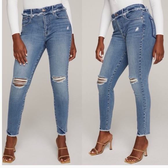 GOOD AMERICAN GOOD LEGS UNDER FRAY WAISTBAND NWT 2/26 - Picture 1 of 5